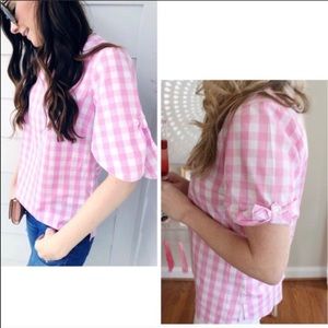 Pink Gingham blouse - banana republic